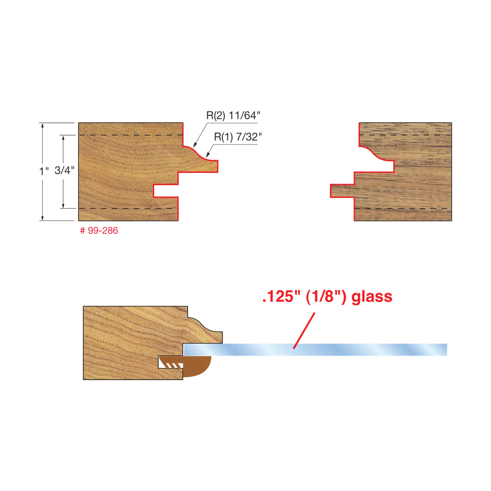 Glass Panel Cabinet Door Router Bit Set