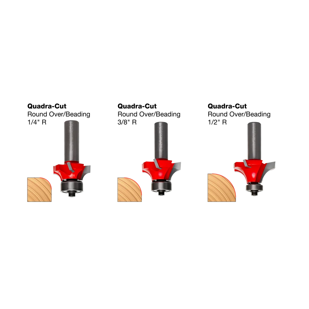 3 Piece Roundover Bit Set - Quadra-Cut