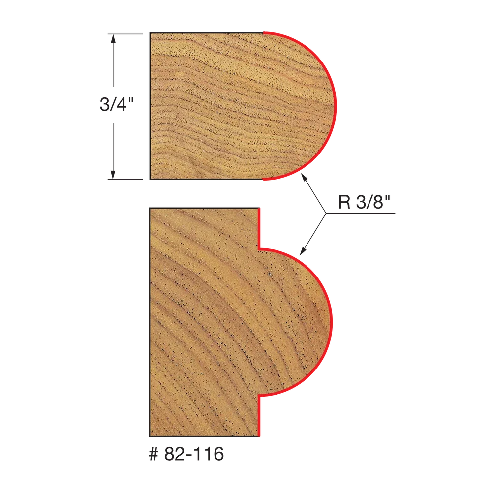 Half Round / Bull Nose Router Bits