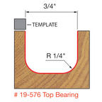 Dish Carving Router Bit with Top Bearing