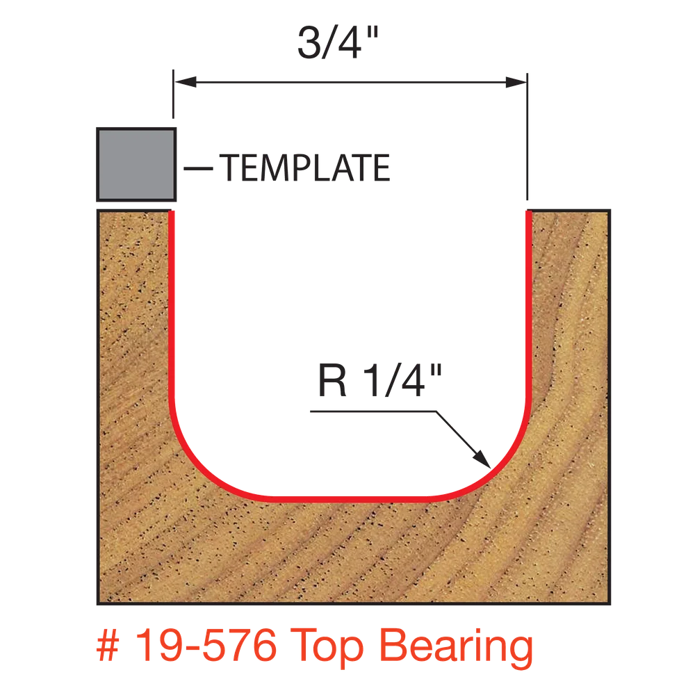 Dish Carving Router Bit with Top Bearing